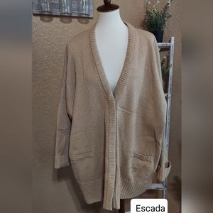 Escada Tan Wool Cashmere Blend Cardigan Sz 42 Tenniscore Golfcore Preppyrevival
